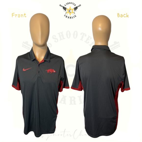 NIKE Dri-Fit 2 in 1 Arizona Razorbacks Polo Shirt Men's Medium Gray Performance - Picture 1 of 10